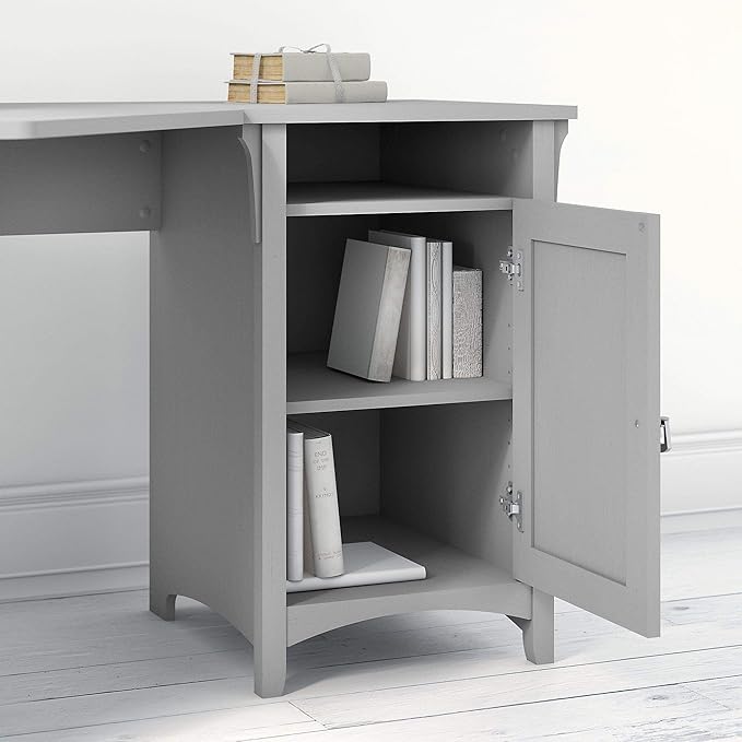 Bush Furniture Salinas 55 Inch W Corner Desk with Storage Cabinet, Cape Cod Gray (SAD155CG-03) - LeafyLoom