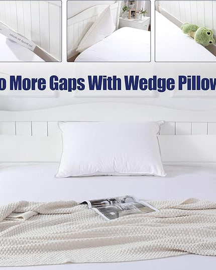 HOMBYS Pillow Wedge for Headboard Gap,Mattress Wedge Gap Filler Full Size,Bed Crack Pillow,Foam Bed Gap Filler,Multifuctional Headboard Space Filler with Side Pocket,Fill The Gap (0-7") - LeafyLoom