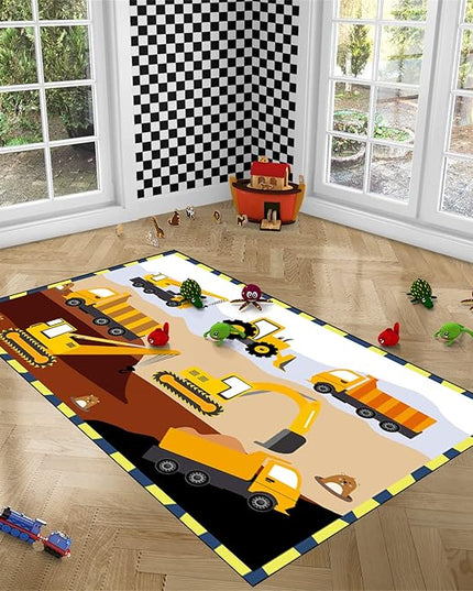 Construction Rugs for Boys Room Car Rug for Boys Room Car Rug Play Mat Kids Rugs for Playroom Car Play Mat Car Rugs for Kids Construction Decor for Boys Room 5'×7' - LeafyLoom