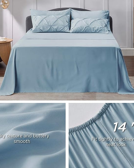 Bedsure Blue Comforter Set Full - Bedding Sets Full 7 Pieces, Bed in a Bag Light Blue Bed Sets with Comforter, Sheets, Pillowcases & Shams, Adult & Kids Bedding - LeafyLoom