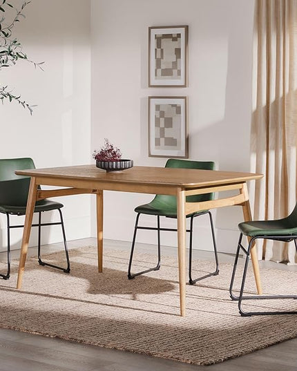 Walker Edison Mid-Century Modern Solid Wood Tapered-Leg Dining Table, 59 Inch, English Ash - LeafyLoom