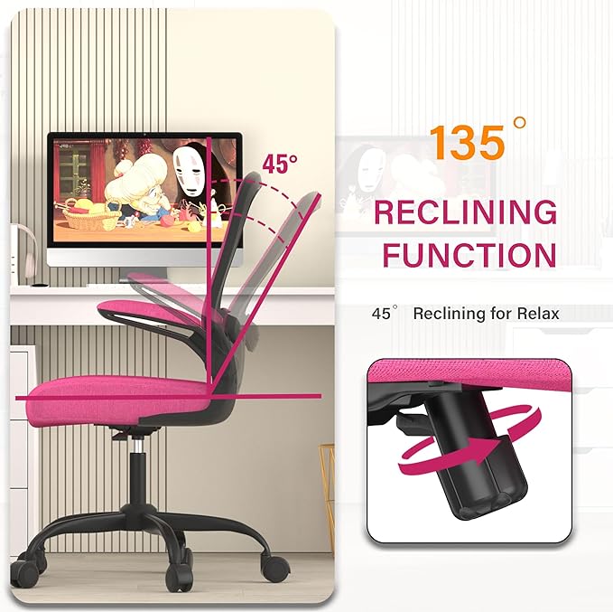 Office Chair, Ergonomic Desk Chair with Adjustable Lumbar Support, High Back Mesh Computer Chair with Flip-up Armrests-BIFMA Passed Task Chairs, Executive Chair for Home Office - LeafyLoom