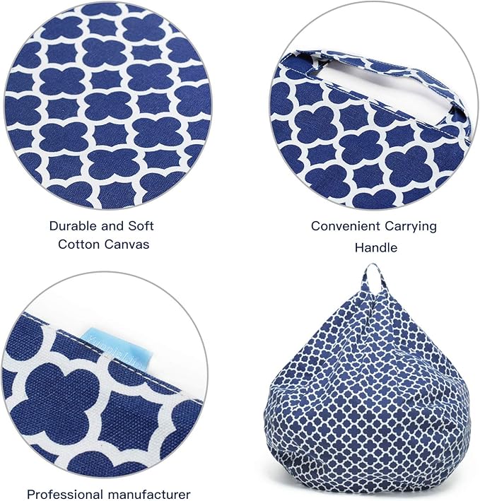 YuppieLife Kids Storage Bean Bag Cover（No Filling）Toy Organizer|Carrying Handle Sofa|Available for Kids and Teenager|Cuddle Chair|Machine Washable and Durable（27“,Leaf Clover） - LeafyLoom