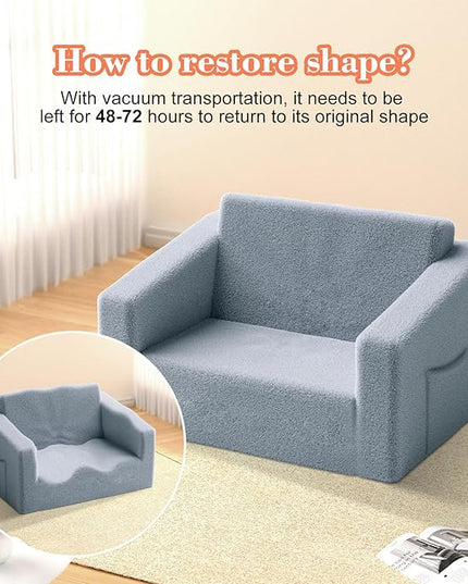 Kids Couch,2-in-1 Toddler Chairs for Boys,Kids Sofa with Storage,Comfortable Kids Sofa Bed,Fun Kids Lounge Chair,Toddler Furniture,Kids Playroom,Children'S Gifts (Grey) - LeafyLoom