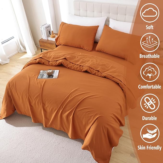 Whitney Home Textile King Sheet Set - 4 Piece Luxury Cooling Bed Sheets for King Size Bed, Silky Soft Sheets 16" Deep Pocket, Hotel Bedding Sheets and Pillowcases, Wrinkle Free Oeko-Tex Sheets - LeafyLoom