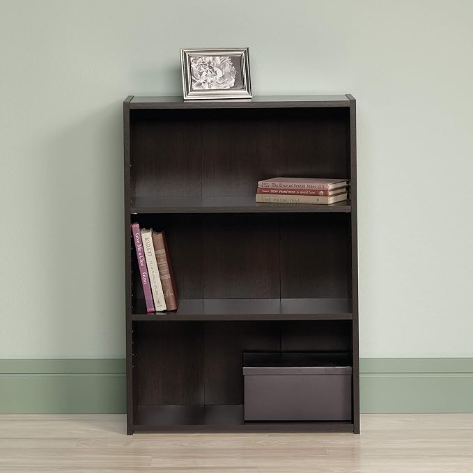 Sauder Beginnings 3 Bookcase/Book shelf, L: 24.57" x W: 11.50" x H: 35.28", Cinnamon Cherry finish - LeafyLoom