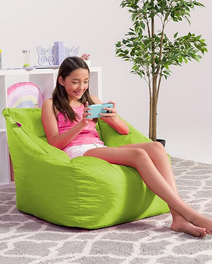 Posh Creations Structured Comfy Seat for Playrooms and Bedrooms, Large Bean Bag Chair, Coronado Chair, Lime - LeafyLoom