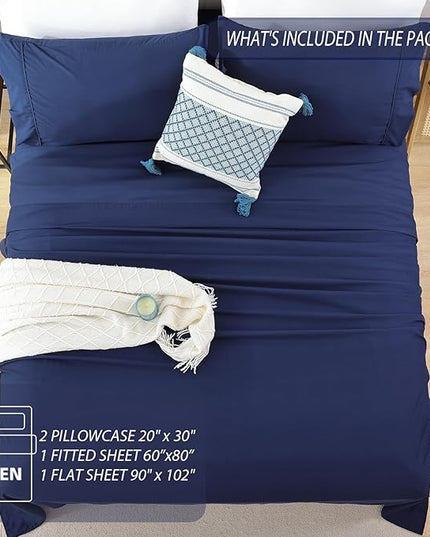 Whitney Home Textile Queen Sheet Set - 4 Piece Soft Breathable Bed Sheets for Queen Size Bed, Deep Pocket Lxuury Brushed Sheets, Hotel Bedding Sheets and Pillowcases, Wrinkle Free Oeko-Tex Sheets - LeafyLoom