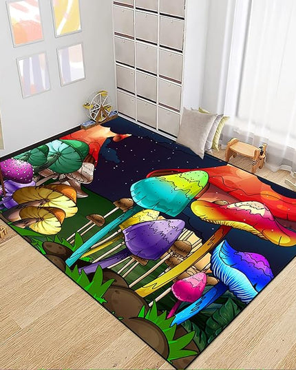 Mushroom Rugs for Bedroom Fantasy Mushroom Prints Rugs for Bedroom Mushroom Area Rugs for Girls Bedroom for Home Dining Living Room Rugs, 2'6''×4' - LeafyLoom
