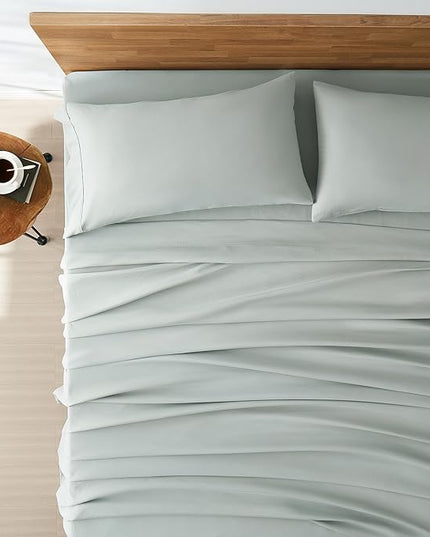 UGG 13696 Alahna Cali King Bed Sheets and Pillowcases 4-Piece Set Luxury Machine Washable Deep Pockets Wrinkle-Resistant Breathable Cozy Comfort Silky Cooling Sheets, California King, Mineral - LeafyLoom