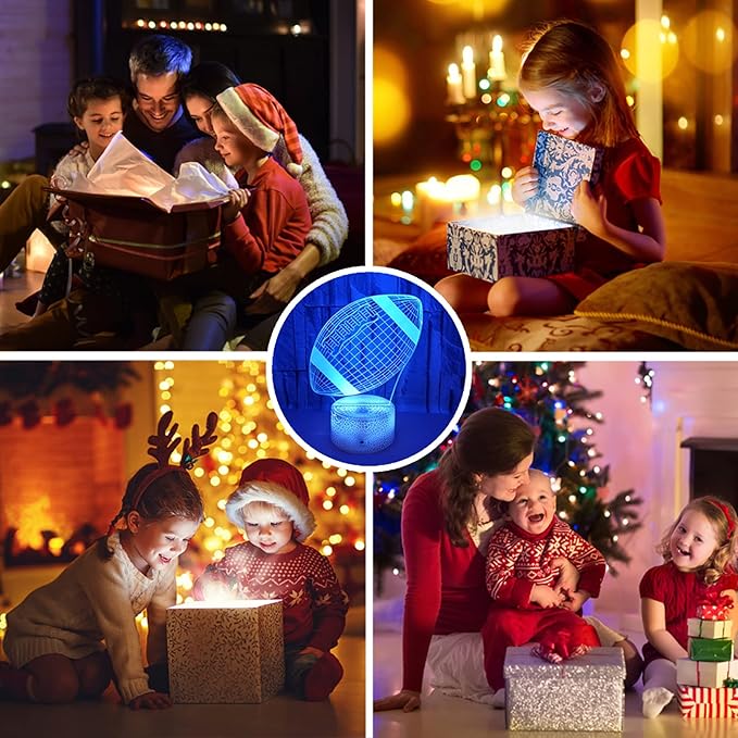 Football Night Lights for Kids, 3D LED Illusion Lamp 7 Colors Changing Nightlight with USB Powered, Touch & Remote Control Best Birthday Christmas Gifts for Boys Girls Kids Baby - LeafyLoom