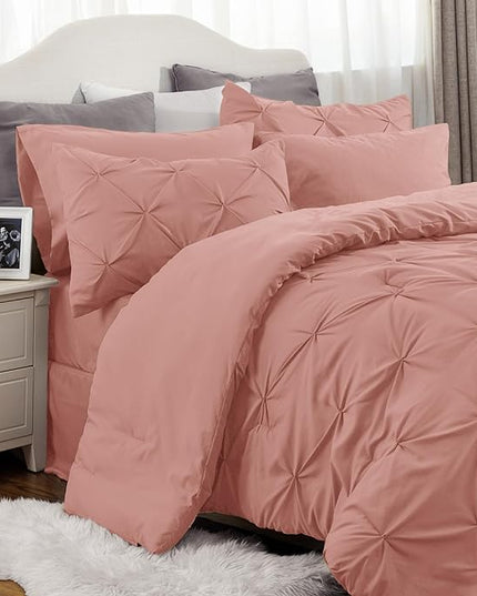 Bedsure Full Size Comforter Sets - Bedding Sets Full 7 Pieces, Bed in a Bag Bed Sets with Comforter, Sheets, Pillowcases & Shams, Adult & Kids Bedding (Dusty Pink) - LeafyLoom