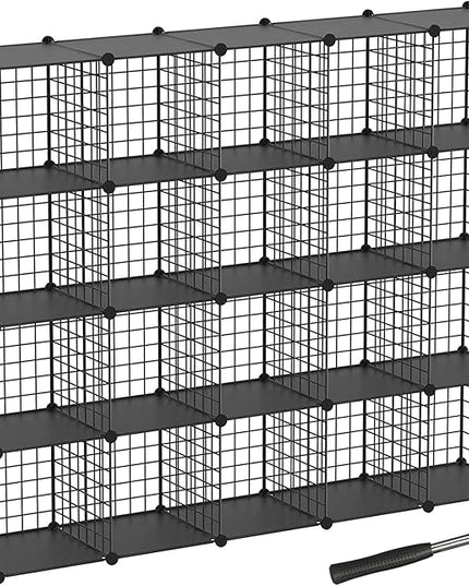 TUMUCUTE Wire Cube Storage Organizer, 20-Cube Metal Storage Shelves Bookshelf, Stackable Modular Closet Organizer for Bedroom Living Room, Office, Storage Shelves - LeafyLoom