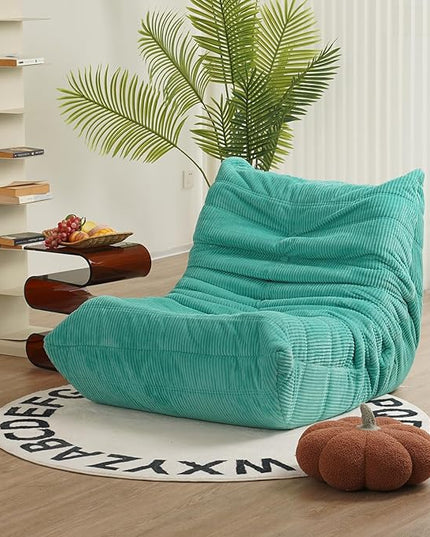 N&V Fireside Chair, Mid Century Armless Floor Sofa, Soft Premium Corduroy Floor Lounge Chair, Foam Sofa Accent Chair for Living Room Bedroom and Office Jade - LeafyLoom