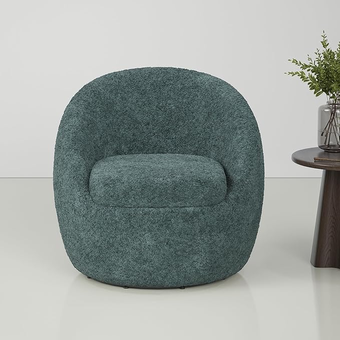 Farini Swivel Accent Chair,Swivel Barrel Chair, Comfy Oversized Round Accent Chair for Living Room Bedroom(Green) - LeafyLoom