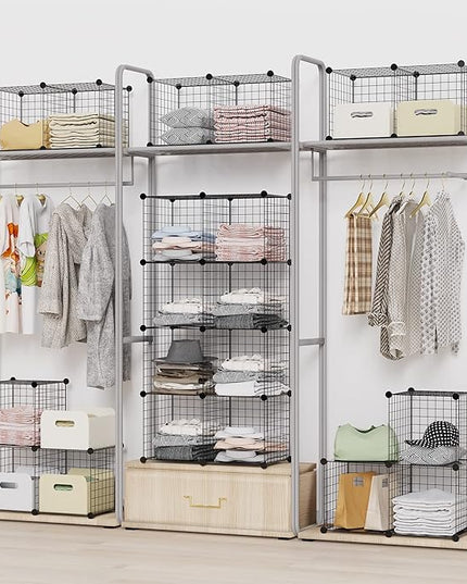 HOMIDEC Wire Cube Storage, Storage Shelves 6 Cube Bookshelf Bookcase Closet Organizer and Storage, Wire Storage Shelves Multi-Use DIY Storage Cube Shelf for Books, Toys, Clothes, Tools - LeafyLoom