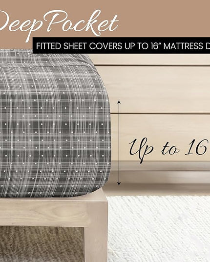 Linen Market 4 Piece Sheet Set Patterned, California King, Polkadot Gray - LeafyLoom