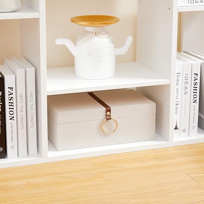 VASAGLE Bookshelf, Tree-Shaped Bookcase with 13 Storage Shelves, Rounded Corners, 9.8”D x 33.9”W x 55.1”H, White ULBC067W01 - LeafyLoom