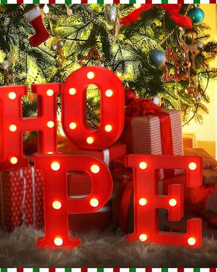 VIHOSE Christmas LED Letter Lights Sign Table Decoration Christmas Light up Letters Battery Powered Letter for Home Bar Christmas Party Bedroom Tabletop Decoration Gift (Hope) VIHOSE