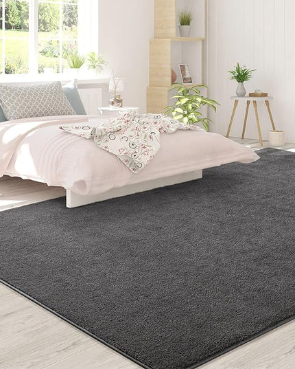 Area Rugs for Bedroom Living Room, 5x8 Dark Grey Super Soft Comfy Thickened Memory-Foam Indoor Carpets, Modern Aesthetic Minimalist Carpet for Boys Girls Adults Apartment Nursery Home Décor - LeafyLoom