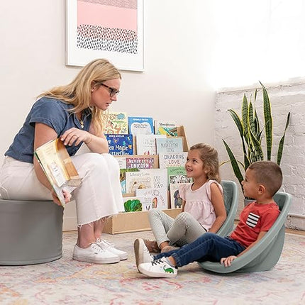 ECR4Kids Leaf Floor Seat, Rocker Chair, Grey, 6-Piece - LeafyLoom