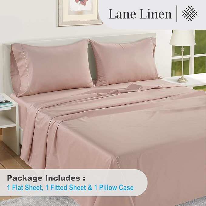 LANE LINEN 100% Egyptian Cotton Bed Sheets - 1000 Thread Count 3-Piece Twin XL Set Long Staple Bedding Sateen Weave Luxury Hotel Fits Upto 16" Mattress Sepia Rose - LeafyLoom