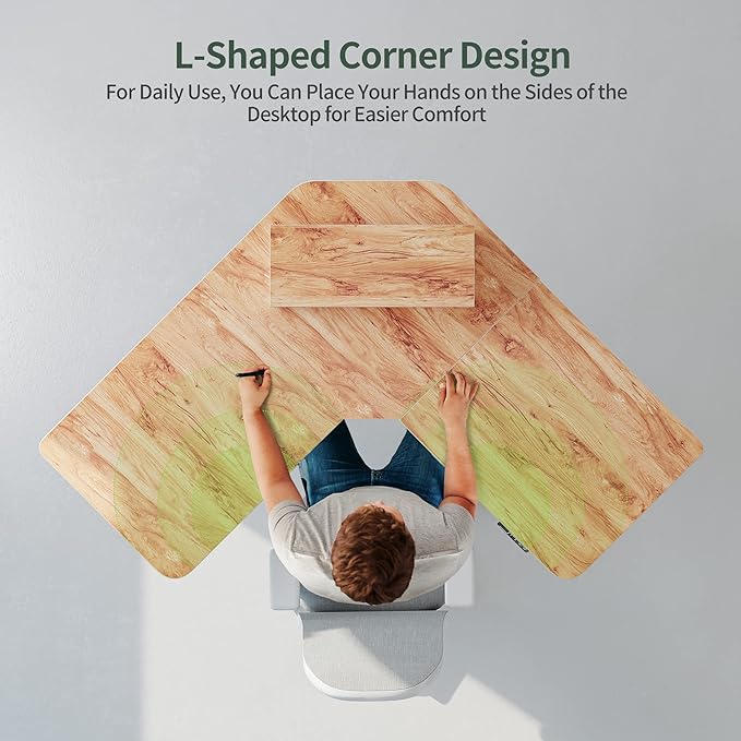 FEZIBO Corner Standing Desk, 48 Inches L Shaped Standing Desk, Electric Stand Up Corner Desk, Home Office Sit Stand Desk with Rustic Top and Black Frame - LeafyLoom