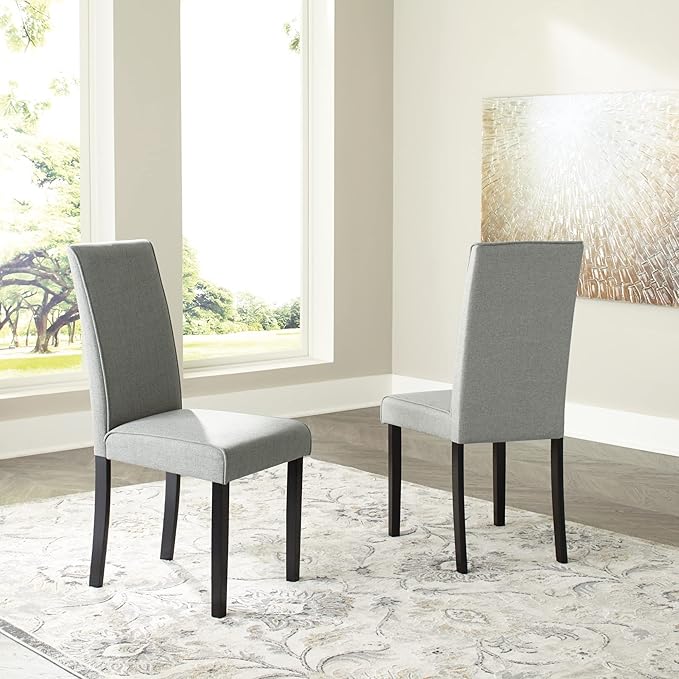 Signature Design by Ashley Kimonte Upholstered 19" Parsons Dining Chair, 2 Count, Dark Gray - LeafyLoom