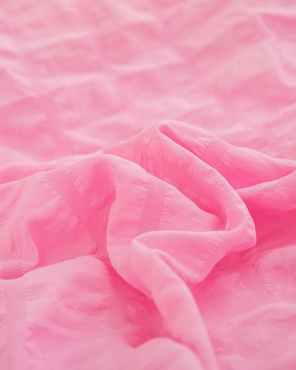 Twin Bed in a Bag Pink Seersucker Comforter Set 5-Pieces Microfiber Lightweight Comforter All Season Bedding Sets with Comforter,Flat Sheet,Fitted Sheet and Pillowcases - LeafyLoom