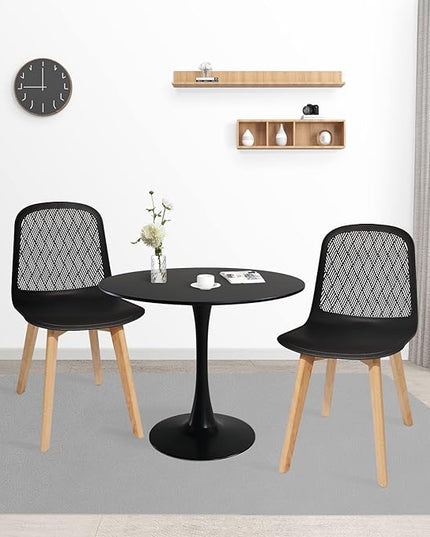 Armless Modern Chairs with Wood Legs for Living, Bedroom, Kitchen,Dining,Lounge Waiting Room, Restaurants, Cafes, Set of 2… - LeafyLoom