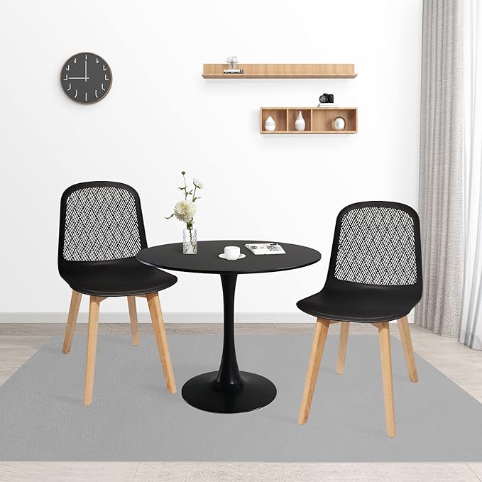 Armless Modern Chairs with Wood Legs for Living, Bedroom, Kitchen,Dining,Lounge Waiting Room, Restaurants, Cafes, Set of 2… - LeafyLoom
