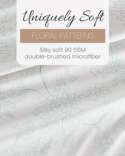 Linen Market 4 Piece King Bedding Sheet Set (Vines Aqua) - Sleep Better Than Ever with These Ultra-Soft & Cooling Bed Sheets for Your King Size Bed - Deep Pocket Fits 16" Mattress - LeafyLoom