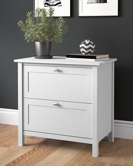 Bush Furniture Broadview 2 Drawer Lateral File Cabinet in Pure White - LeafyLoom