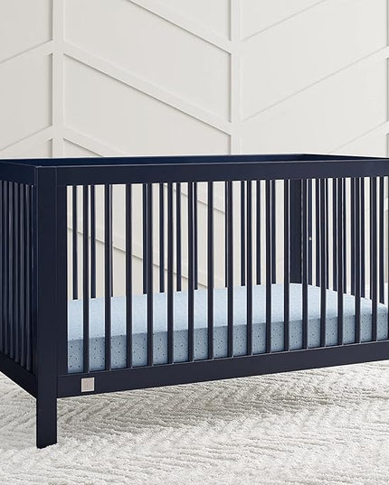 babyGap by Delta Children Charlie 6-in-1 Convertible Crib TrueSleep Crib and Toddler Mattress (Bundle), Navy - LeafyLoom
