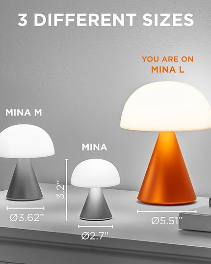 Lexon Mina L Mushroom Lamp - 9 LED Color Table Lamp for Bedrooms, Living Room & Office - Cordless, Rechargeable with 24h Light & Dimmer, Aluminum, Large - Dark Red - LeafyLoom