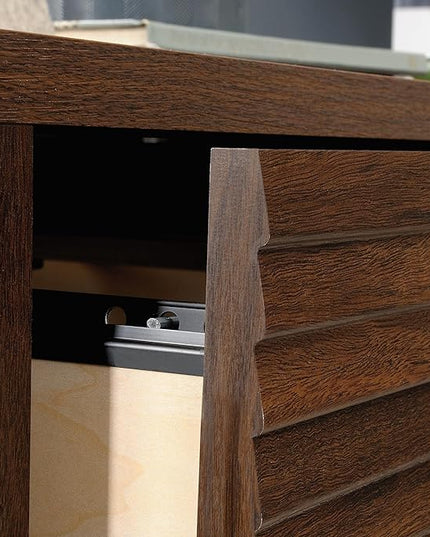 Sauder Englewood Lateral file, L: 30.87" x W: 19.29" x H: 29.25", Spiced Mahogany finish - LeafyLoom