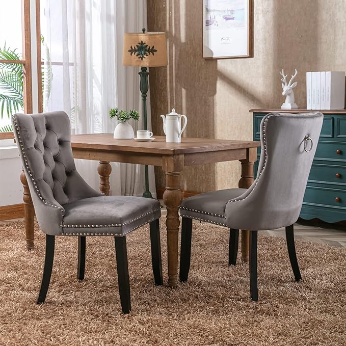 NicBex Haerin-SD-00097-LWJ Dining Chairs, 25.5"x19.7"x37.4", Deep Gray - LeafyLoom