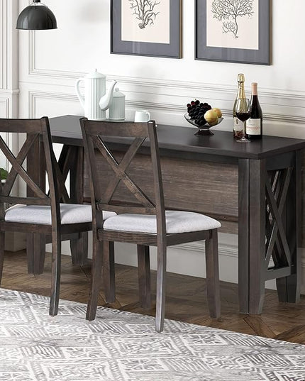 6-Piece Family Dining Set Solid Wood Space Saving Foldable Table and 4 Chairs with Bench, Easy to Assemble, for Living, Guest Room, Home Bar and Kitchen, Espresso - LeafyLoom