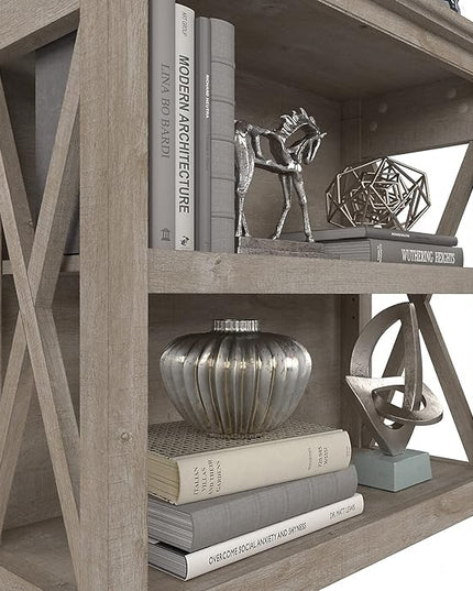 Bush Furniture Key West Small 2 Shelf Bookcase in Washed Gray - LeafyLoom