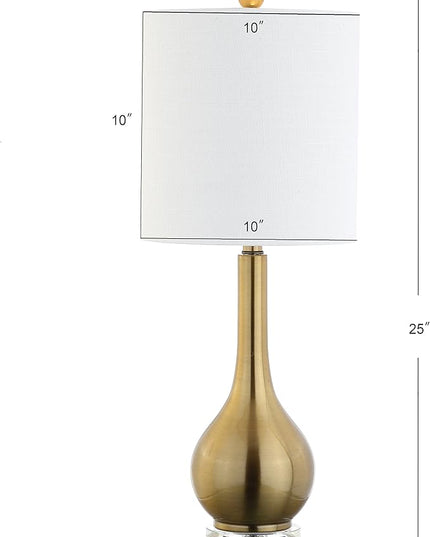 JONATHAN Y JYL5010A Dylan 25" Metal/Crystal Teardrop LED Table Lamp Contemporary Transitional Bedside Desk Nightstand Lamp for Bedroom Living Room Office College Bookcase, Brass Gold - LeafyLoom