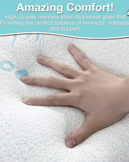 Cooling Rayon Of Bamboo Pillows Queen Size for Sleeping, +1 Extra Pillow Case, Shredded Adjustable Memory Foam Washable Zippered Breathable Cover, Relieves Neck Pain for Back/Stomach/Side Sleeper - LeafyLoom