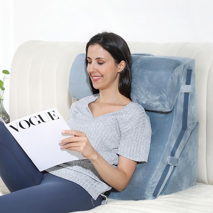 Bed Wedge Pillow for Sleeping 3PCS, 20-in-1 Adjustable Memory Foam Wedge Pillow for Acid Reflux, 3-in-1 Incline Wedge Pillow for After Surgery, Snoring, Back Pain(Dark Grey) - LeafyLoom