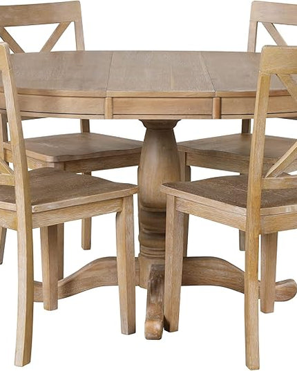 Merax 5 Pieces Dining Table Set,Retro Style Chairs with Solid Legs for Kitchen Diningroom, Natural Wood Wash - LeafyLoom