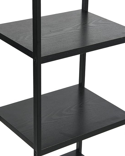 Household Essentials 5 Shelf Free Standing Book Case, Black Oak Finish - LeafyLoom