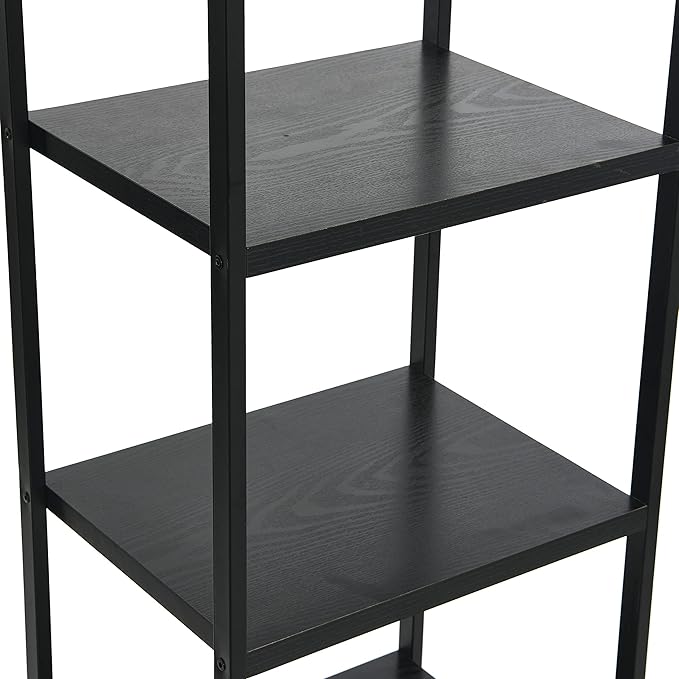 Household Essentials 5 Shelf Free Standing Book Case, Black Oak Finish - LeafyLoom