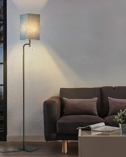 Floor Lamp for Living Room, 3 Color Temperatures Modern Standing Lamp for Living Room, Simple Design Tall Lamp with Linen Shade, Minimalist Stand Up Lamp Pole Lamp for Office Kids Room Reading, Blue - LeafyLoom