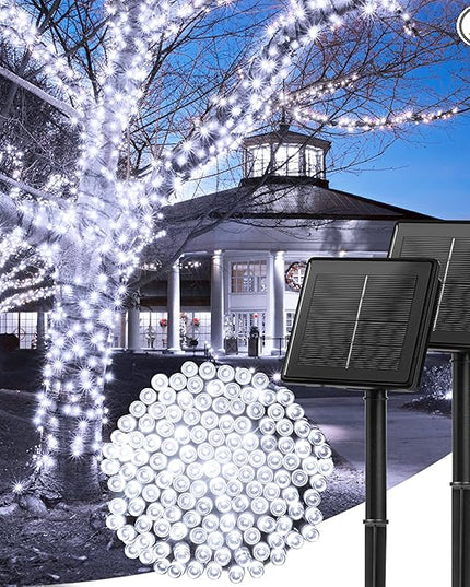 Solar String Lights Outdoor, 2 Pack Total 144FT 400 LED Solar Powered String Lights with 8 Lighting Modes, Waterproof Solar Patio Lights, Solar String Lights for Outside Tree Balcony, Pure White Minetom