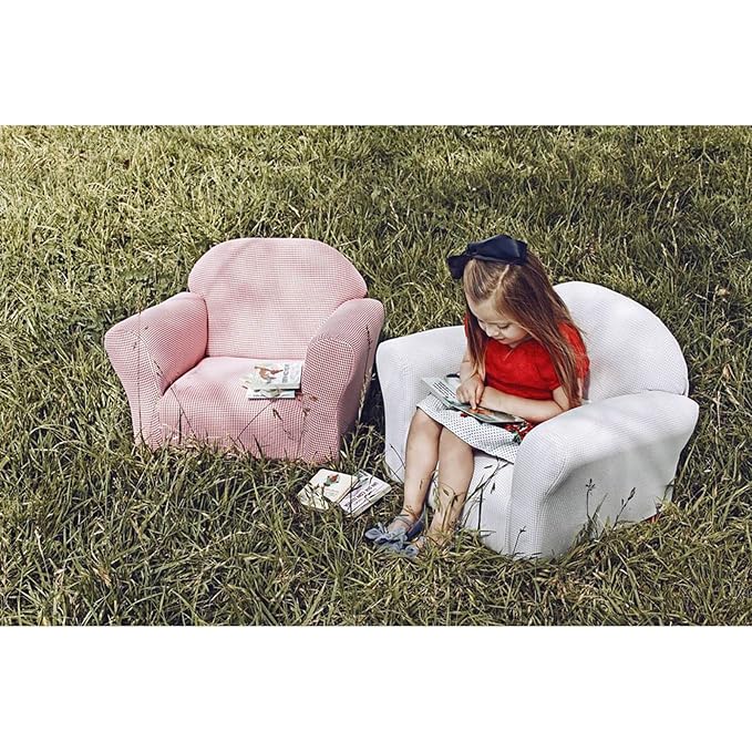 KEET Roundy Kid's Chair, Gingham Chair Only, Brown - LeafyLoom