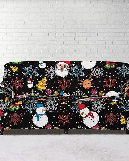 FKELYI Christmas Sofa Slipcover Santa Claus Furniture Protector Washable Easy Going Stretch Sofa Slipcover with Elastic Bottom L FKELYI