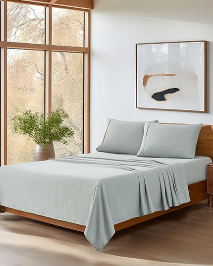 UGG 01751 Alahna Queen Bed Sheets and Pillowcases 4-Piece Set Sleep in Luxury Machine Washable Deep Pockets Wrinkle-Resistant Breathable Cozy Comfort Silky Cooling Sheets, Queen, Mineral - LeafyLoom
